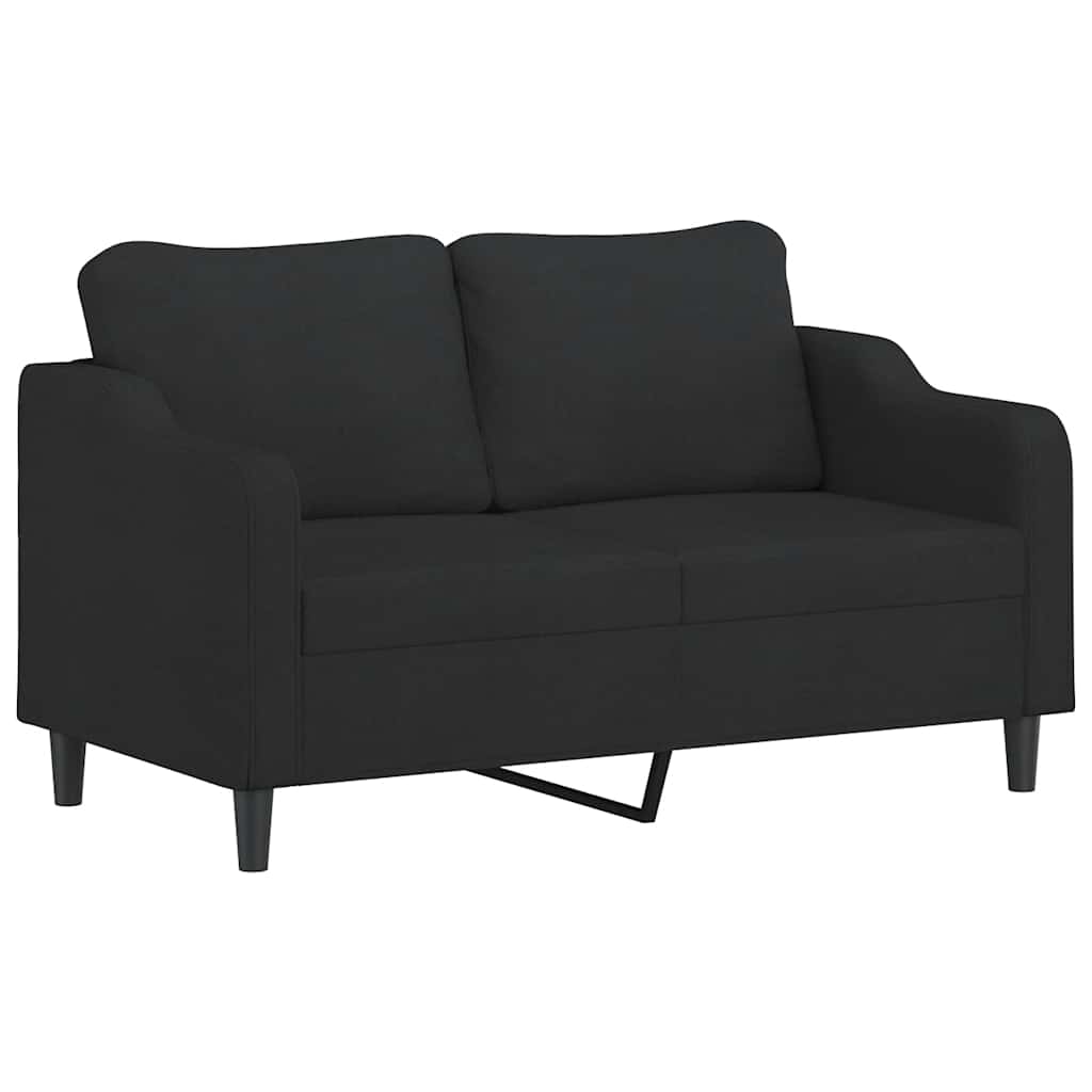 2-delige loungeset met kussens stof zwart