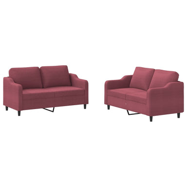 2-delige Loungeset met kussens stof wijnrood