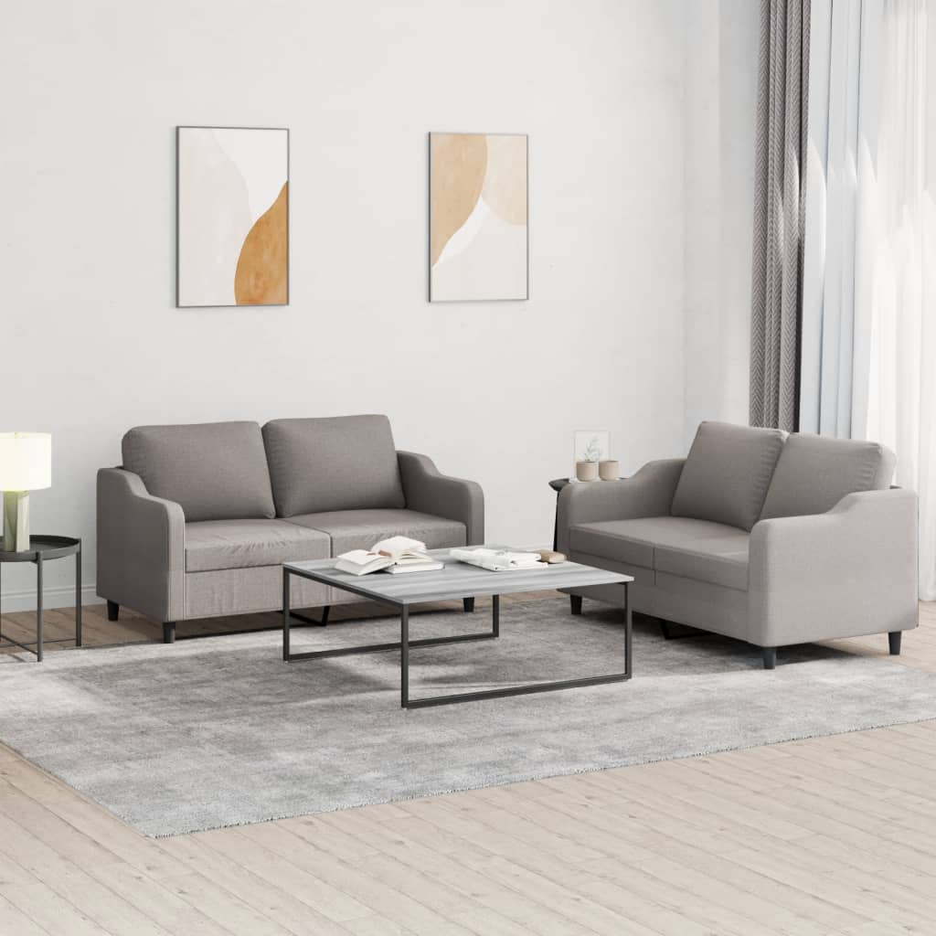2-delige Loungeset met kussens stof taupe
