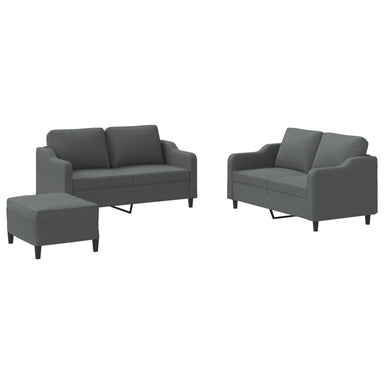 3-delige Loungeset met kussens stof donkergrijs