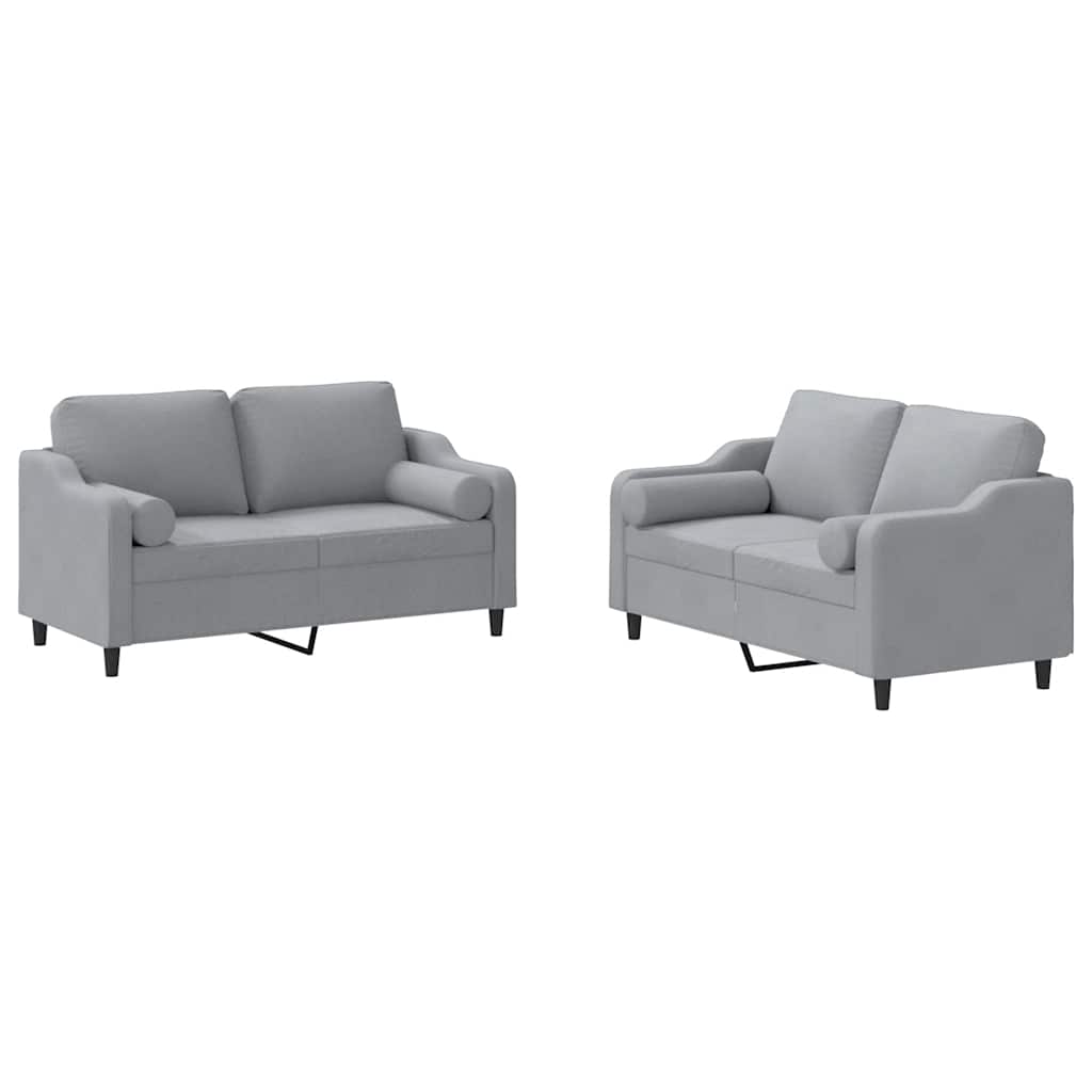 2-delige Loungeset met kussens stof lichtgrijs