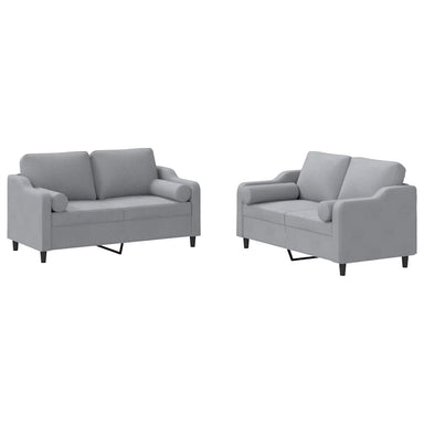 2-delige Loungeset met kussens stof lichtgrijs