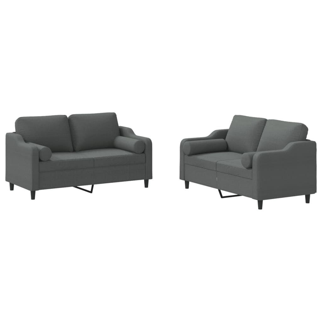 2-delige Loungeset met kussens stof donkergrijs