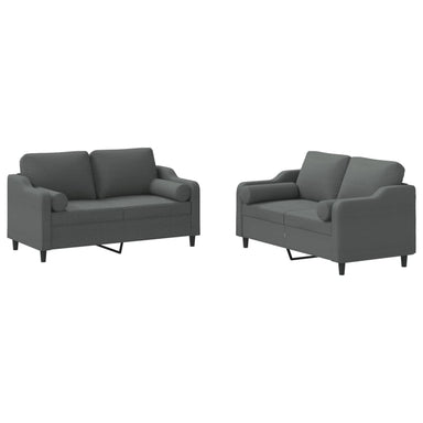 2-delige Loungeset met kussens stof donkergrijs