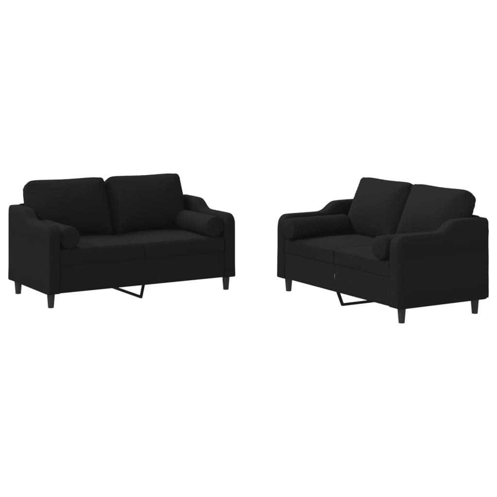 2-delige Loungeset met kussens stof zwart