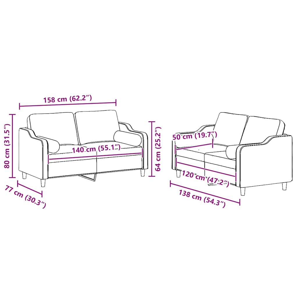 2-delige Loungeset met kussens stof lichtgeel