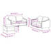 3-delige Loungeset met kussens stof bruin