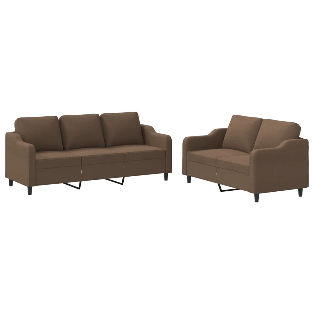 2-delige Loungeset met kussens stof bruin