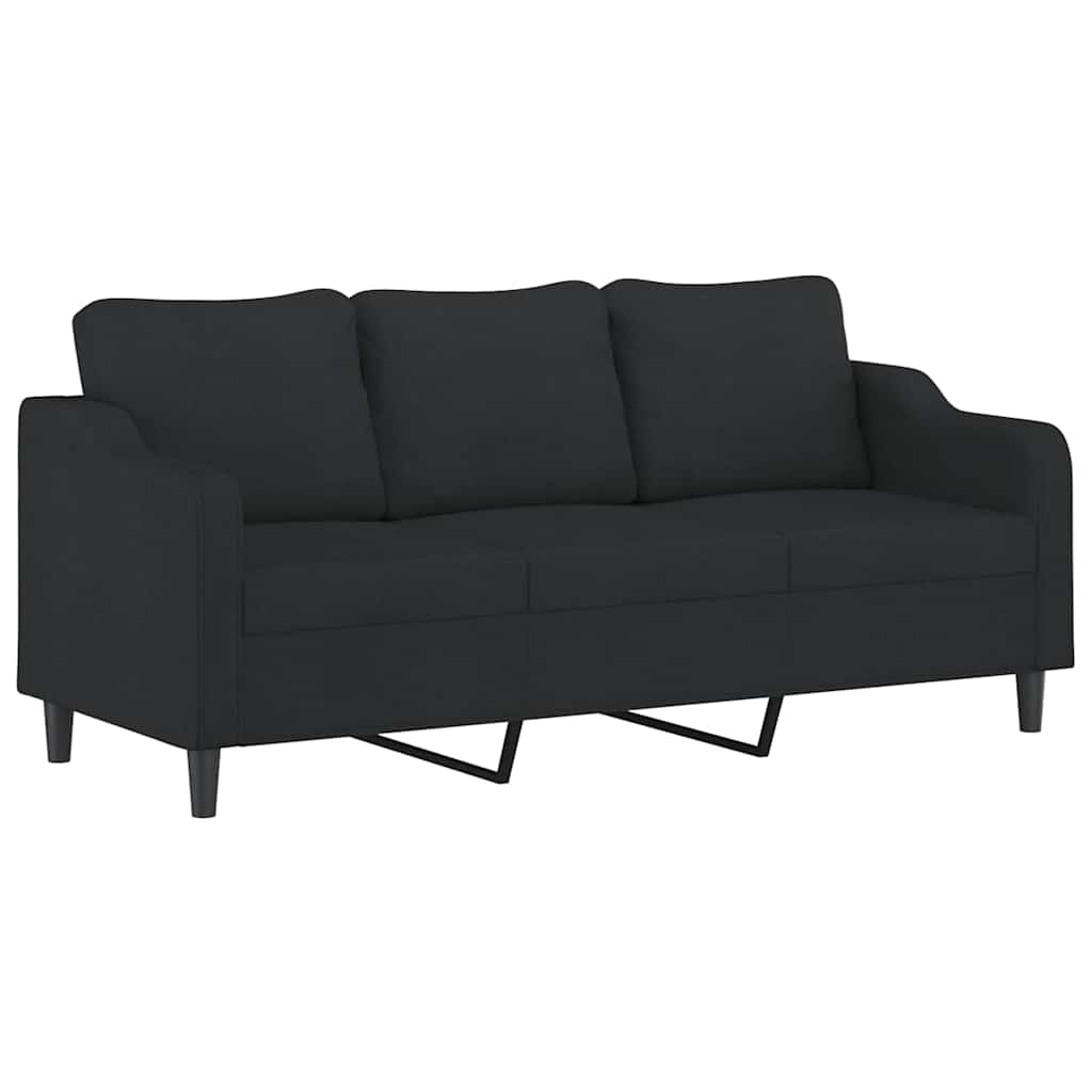 2-delige loungeset met kussens stof zwart