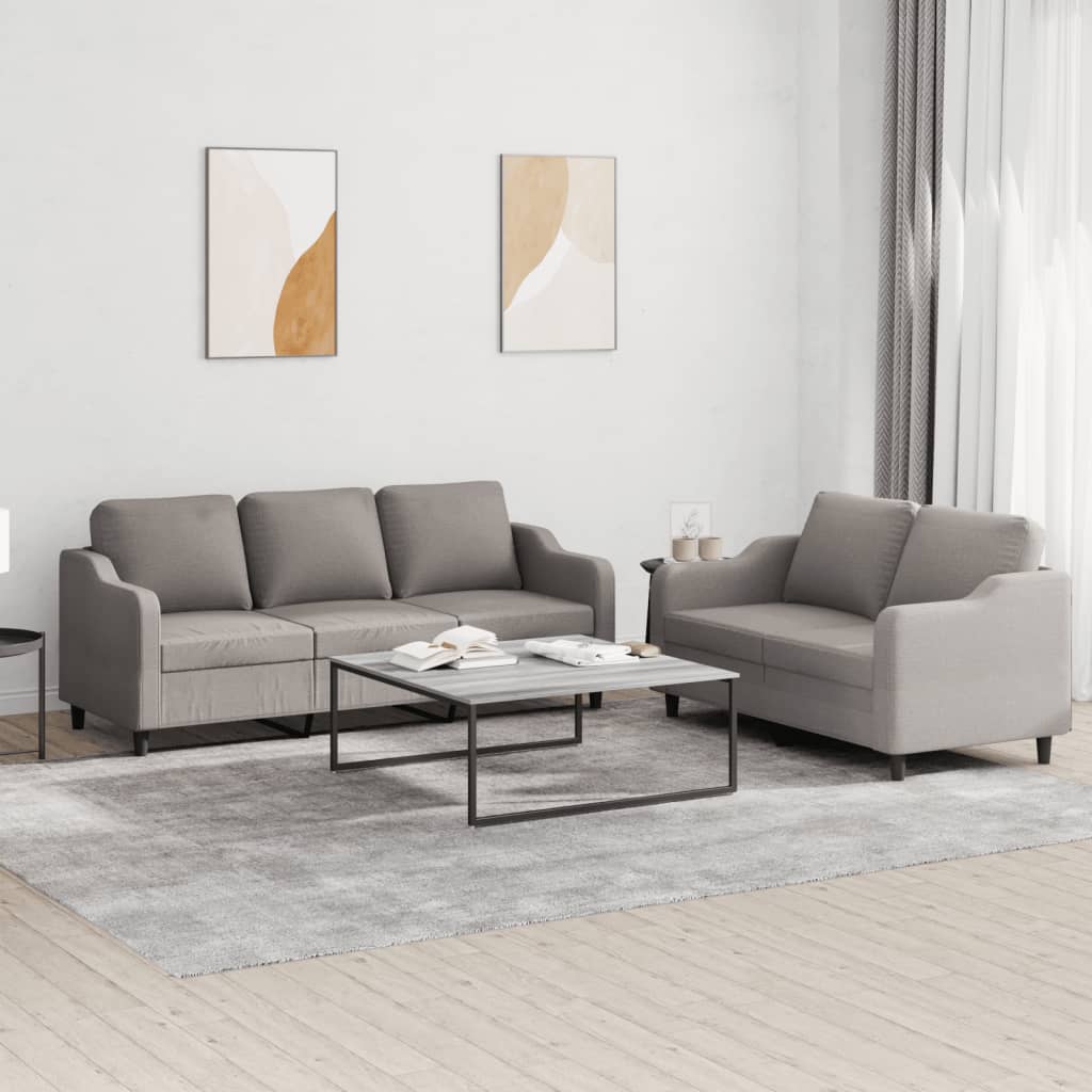 2-delige Loungeset met kussens stof taupe