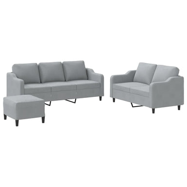 3-delige Loungeset met kussens stof lichtgrijs
