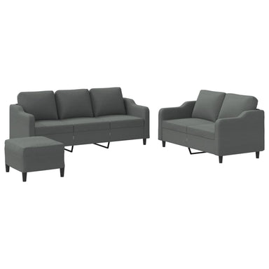3-Delige Loungeset Met Kussens Stof Donkergrijs