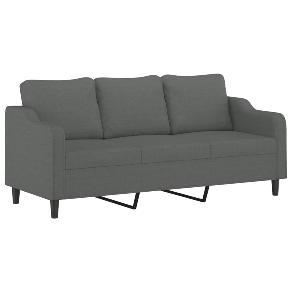 3-Delige Loungeset Met Kussens Stof Donkergrijs