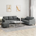 3-Delige Loungeset Met Kussens Stof Donkergrijs