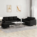 3-Delige Loungeset Met Kussens Stof Zwart