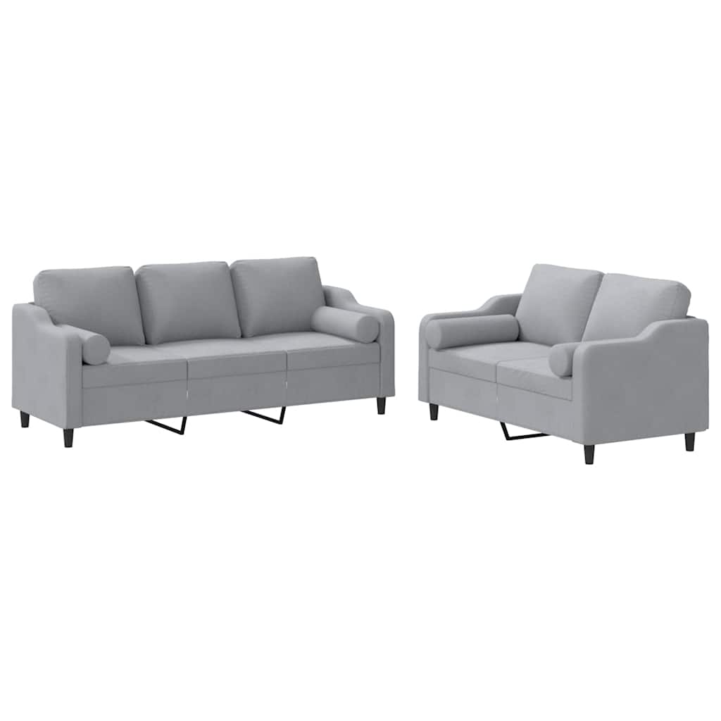 2-delige Loungeset met kussens stof lichtgrijs