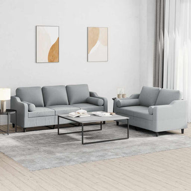 2-delige Loungeset met kussens stof lichtgrijs