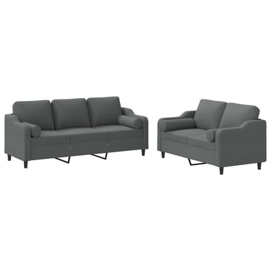 2-delige Loungeset met kussens stof donkergrijs
