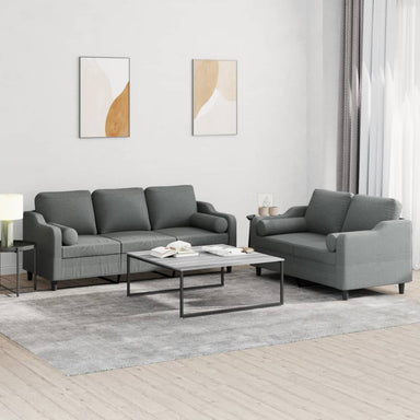 2-delige Loungeset met kussens stof donkergrijs