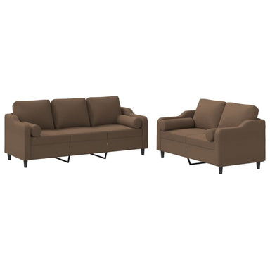 2-delige Loungeset met kussens stof bruin