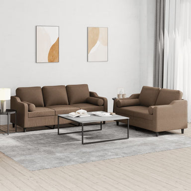 2-delige Loungeset met kussens stof bruin