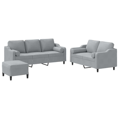 3-delige Loungeset met kussens stof lichtgrijs