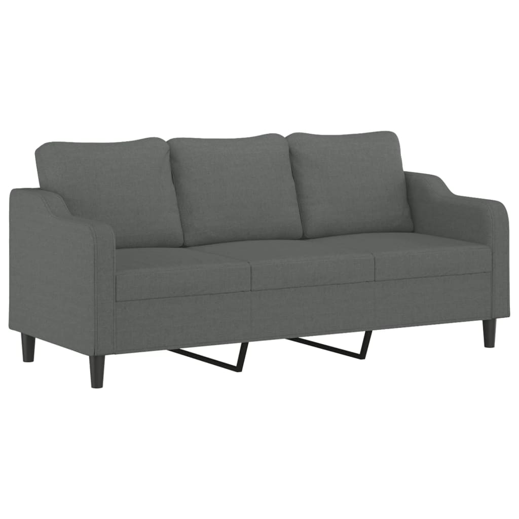 3-delige Loungeset met kussens stof donkergrijs