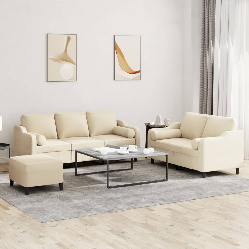 3-Delige Loungeset Met Kussens Stof Kleurig 1
