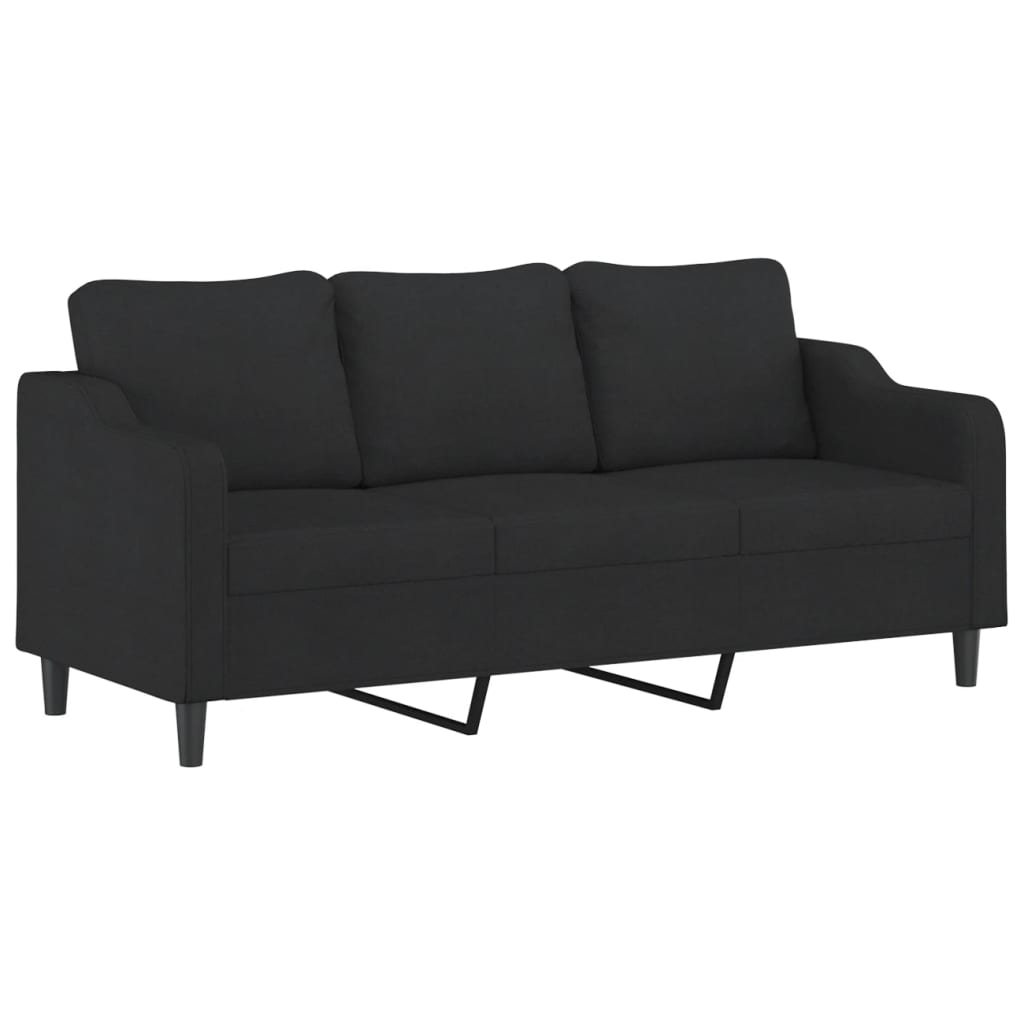 3-Delige Loungeset Met Kussens Stof Zwart