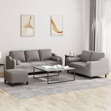 3-Delige Loungeset Met Kussens Stof Taupe