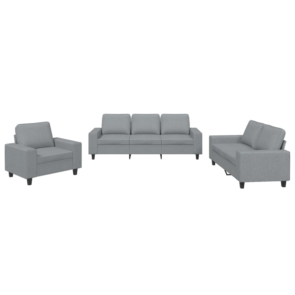3-delige Loungeset stof lichtgrijs