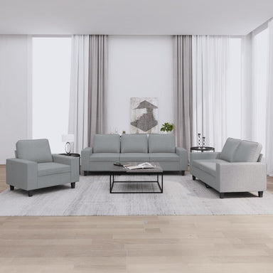 3-delige Loungeset stof lichtgrijs