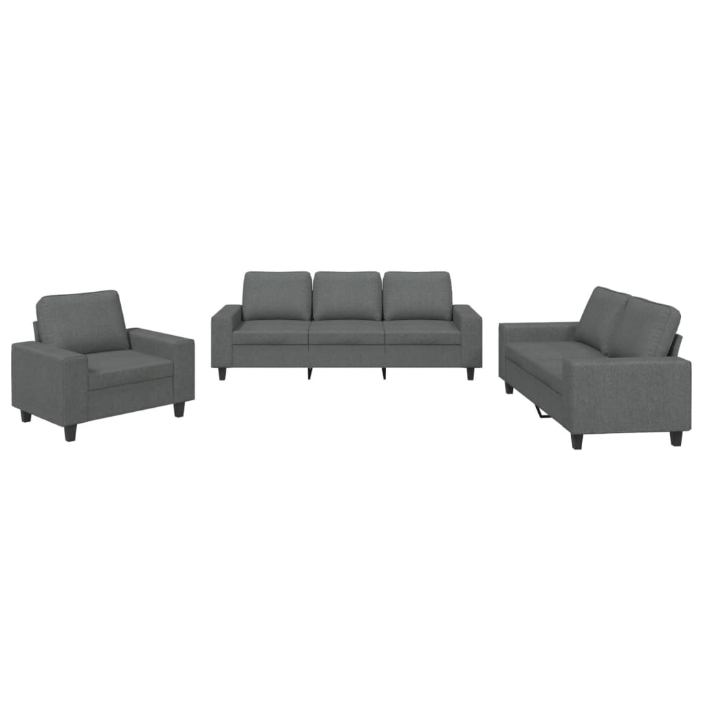 3-delige Loungeset stof donkergrijs
