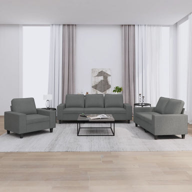 3-delige Loungeset stof donkergrijs