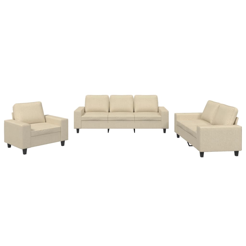 3-delige Loungeset stof crèmekleurig