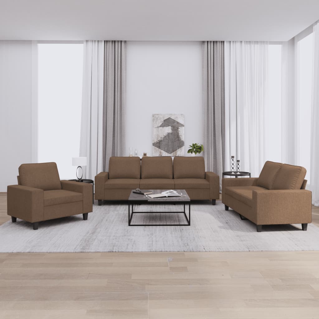 3-delige Loungeset stof bruin