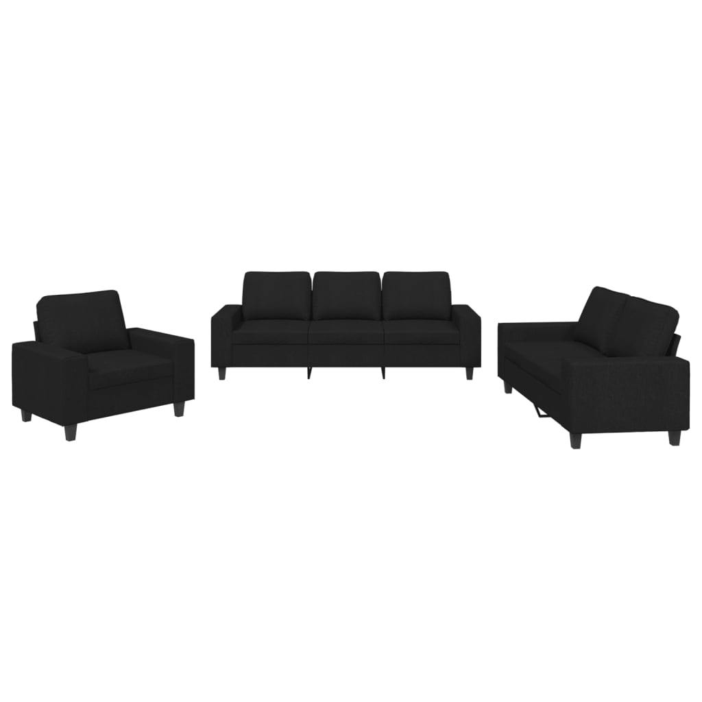 3-delige Loungeset stof zwart