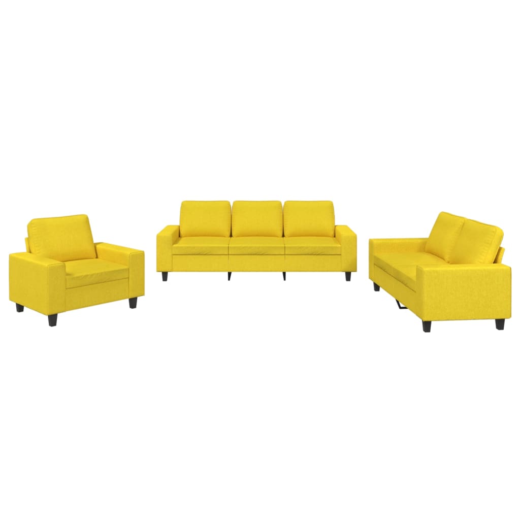 3-delige Loungeset stof lichtgeel