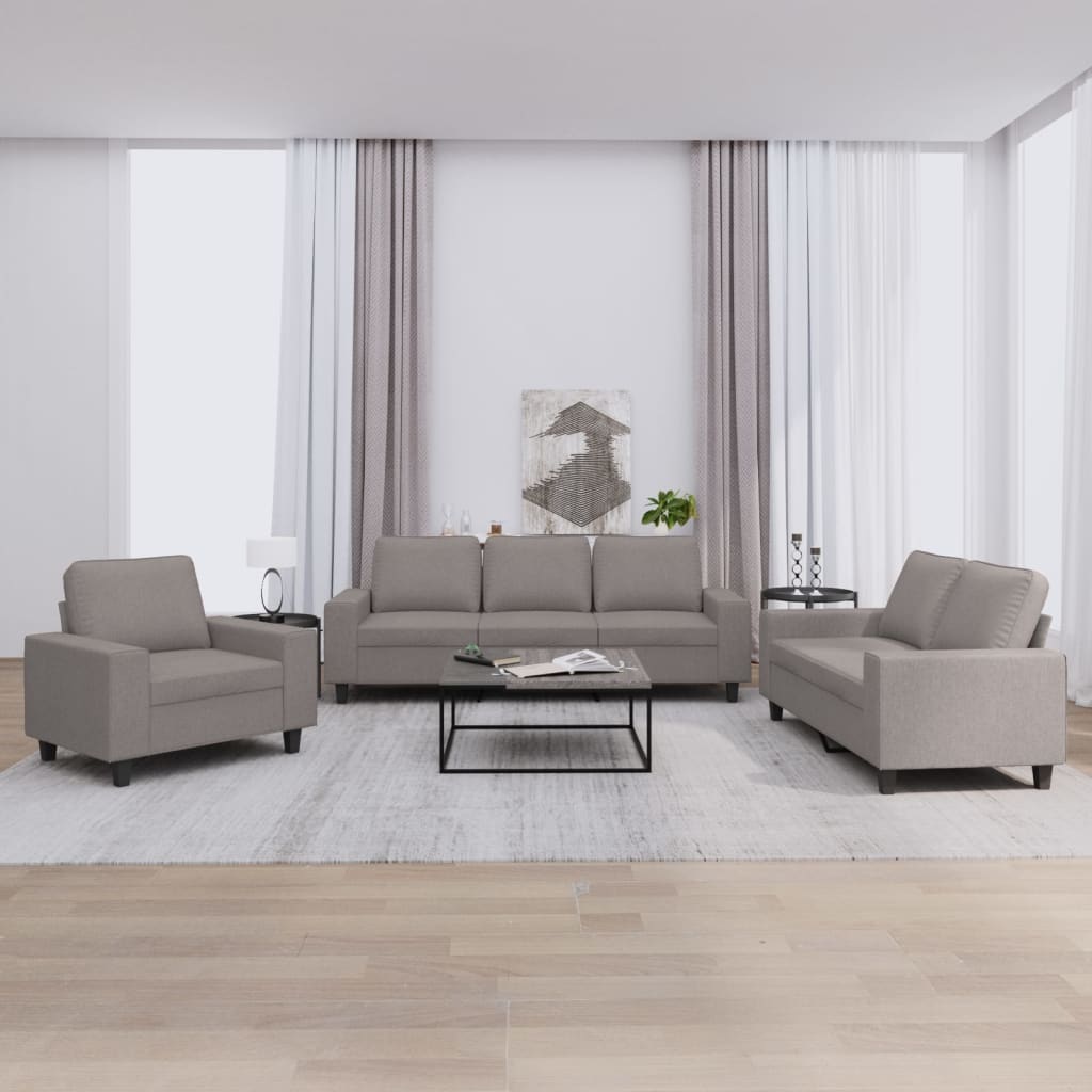 3-delige Loungeset stof taupe