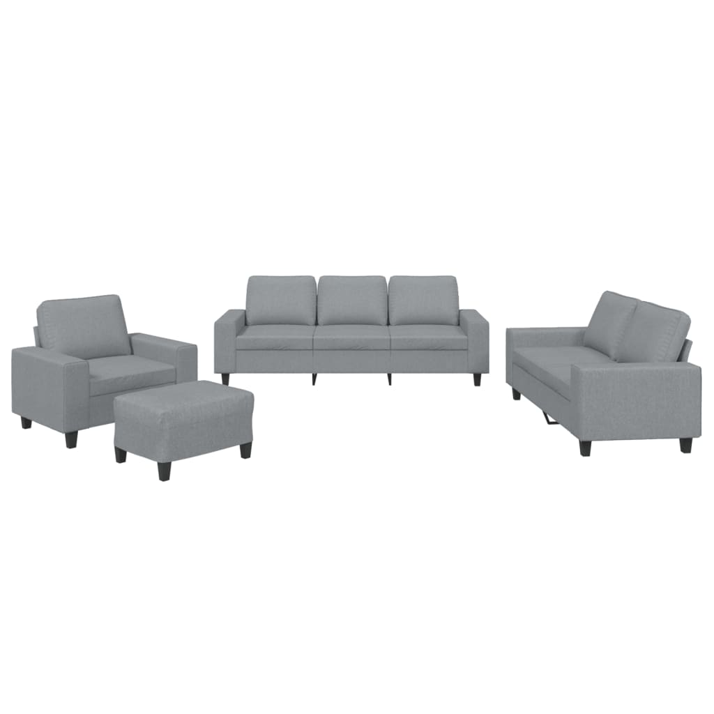 4-Delige Loungeset Stof Lichtgrijs