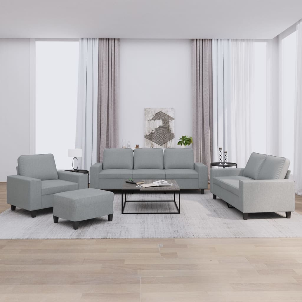 4-Delige Loungeset Stof Lichtgrijs