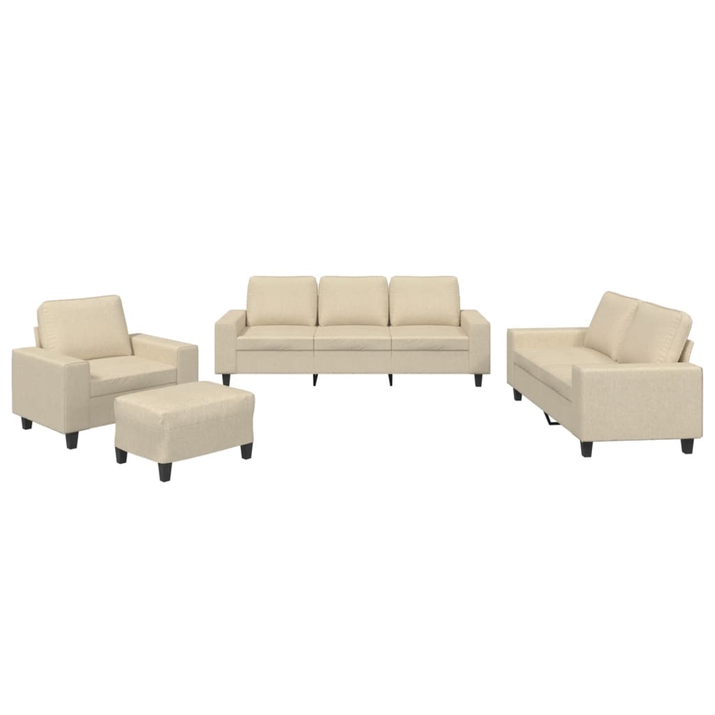 4-Delige Loungeset Stof Kleurig Crème