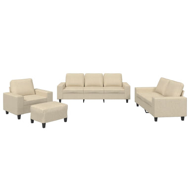 4-Delige Loungeset Stof Kleurig Crème