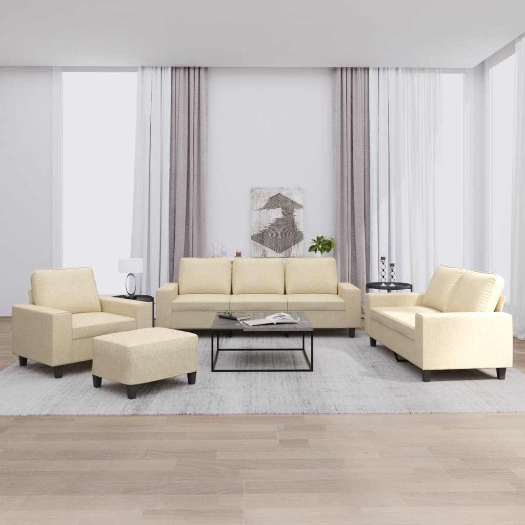 4-Delige Loungeset Stof Kleurig Crème