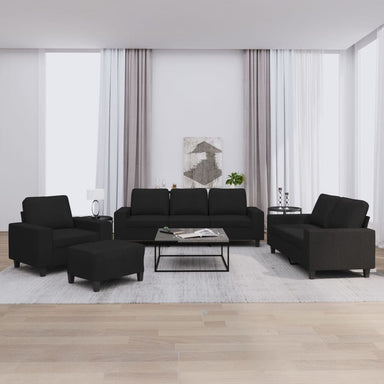 4-Delige Loungeset Stof Zwart