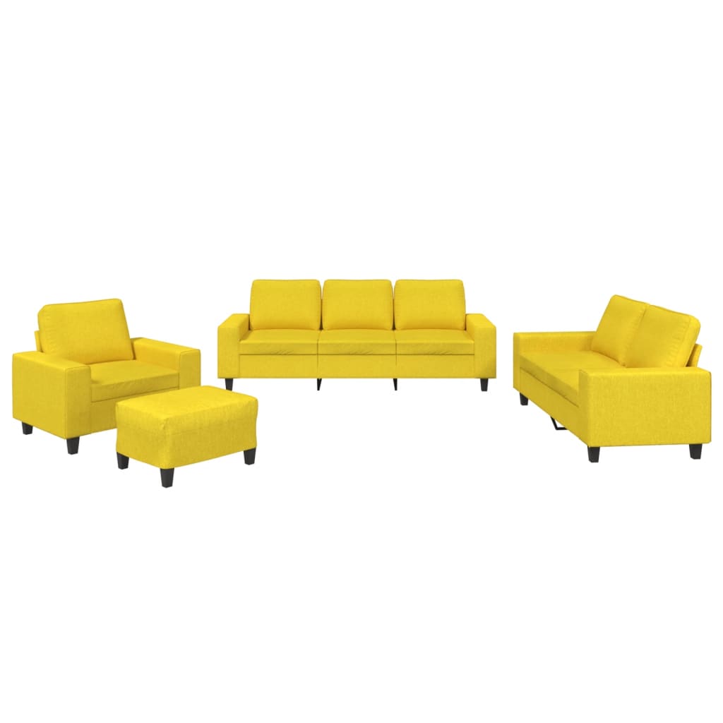 4-delige Loungeset stof lichtgeel