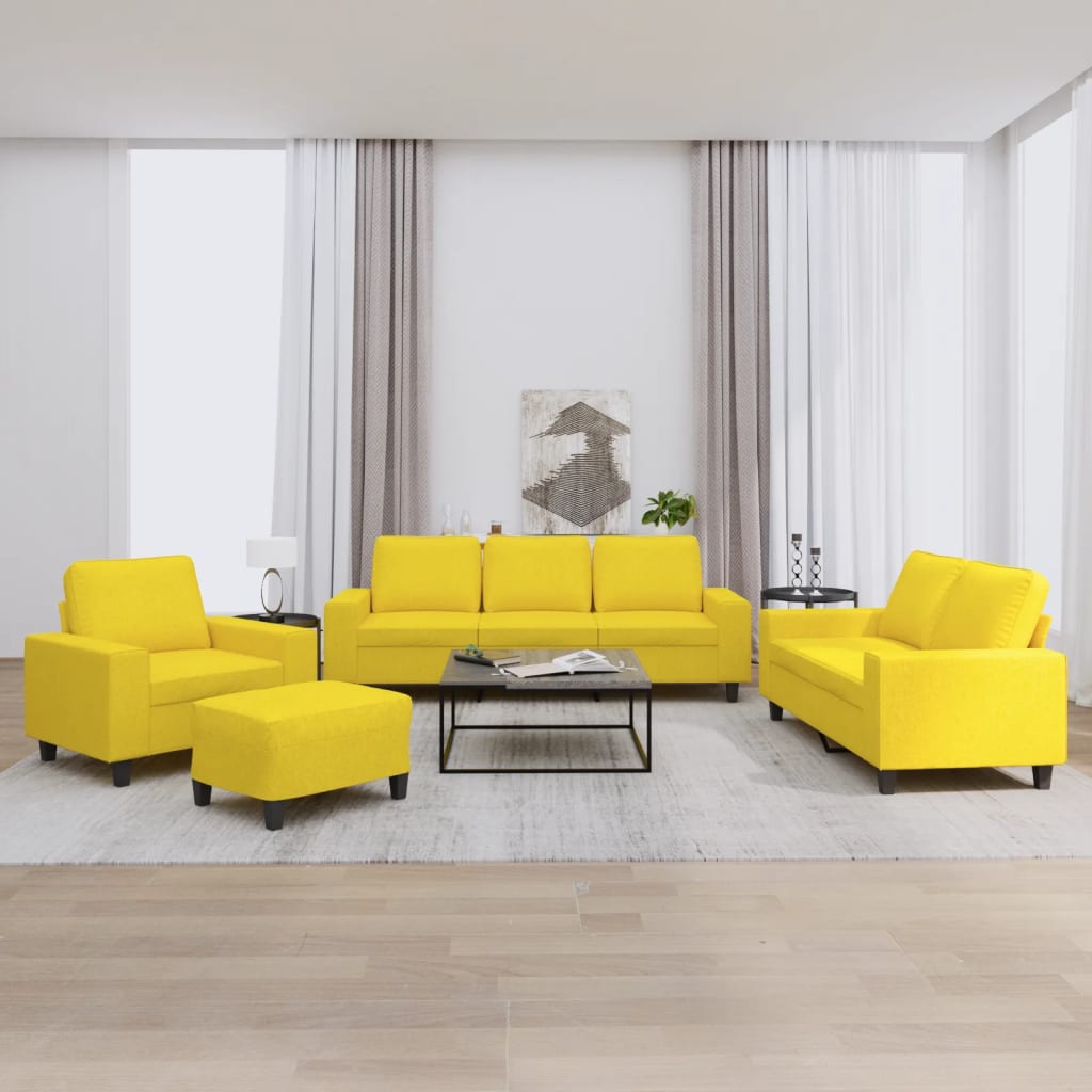 4-delige Loungeset stof lichtgeel