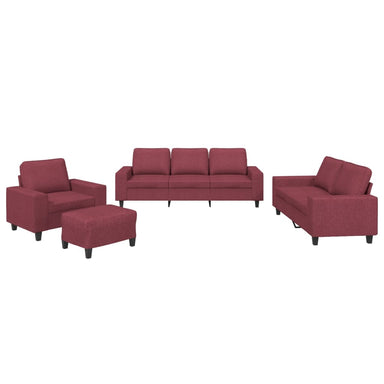 4-delige Loungeset stof wijnrood