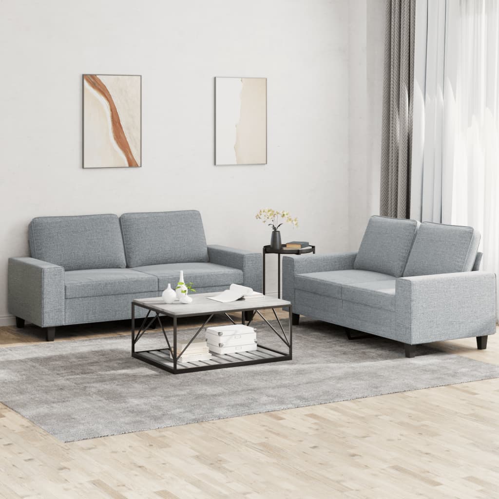 2-delige Loungeset stof lichtgrijs