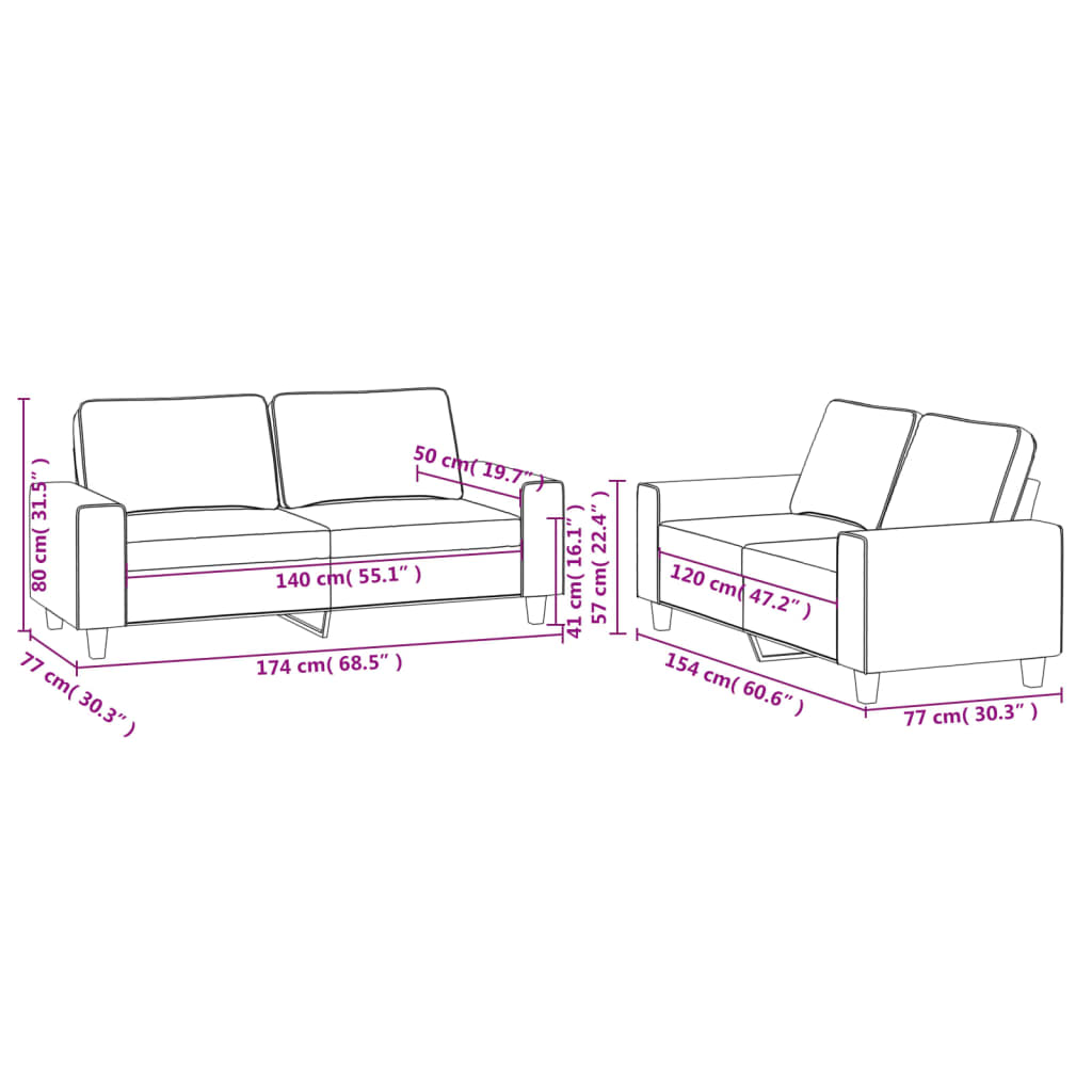 2-delige Loungeset stof zwart